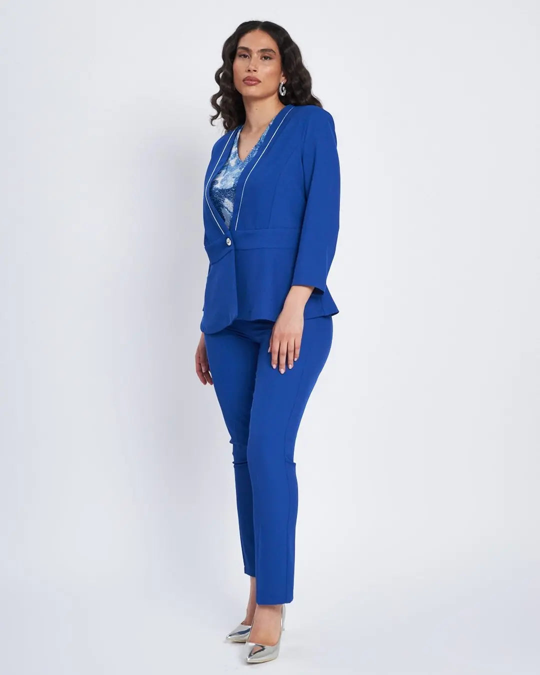 Pantalone in cady a gamba dritta BLU CHINA DORABELLA