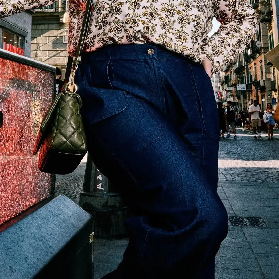 Pantalone in denim con vita elasticizzata BLU DORABELLA PIU' 49