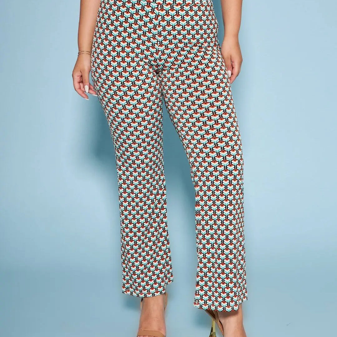 Pantalone in fantasia optical ARANCIO-NERO DORABELLA XXL