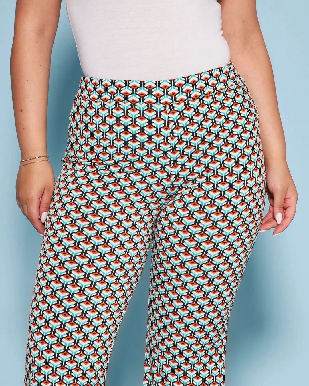 Pantalone in fantasia optical ARANCIO-NERO DORABELLA