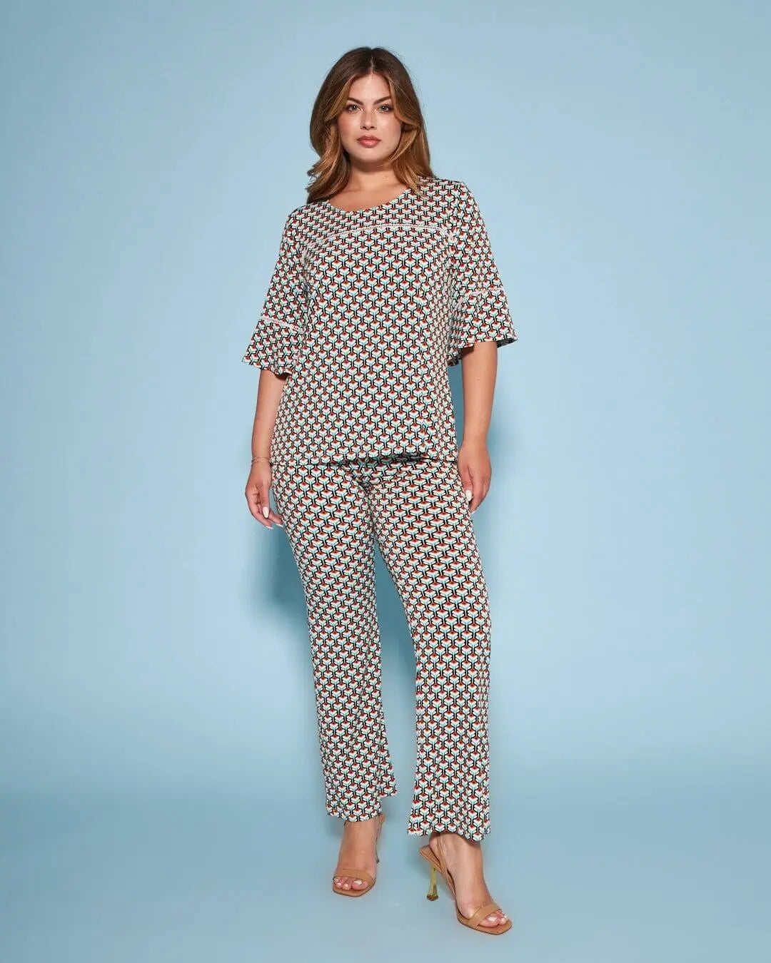 Pantalone in fantasia optical ARANCIO-NERO DORABELLA