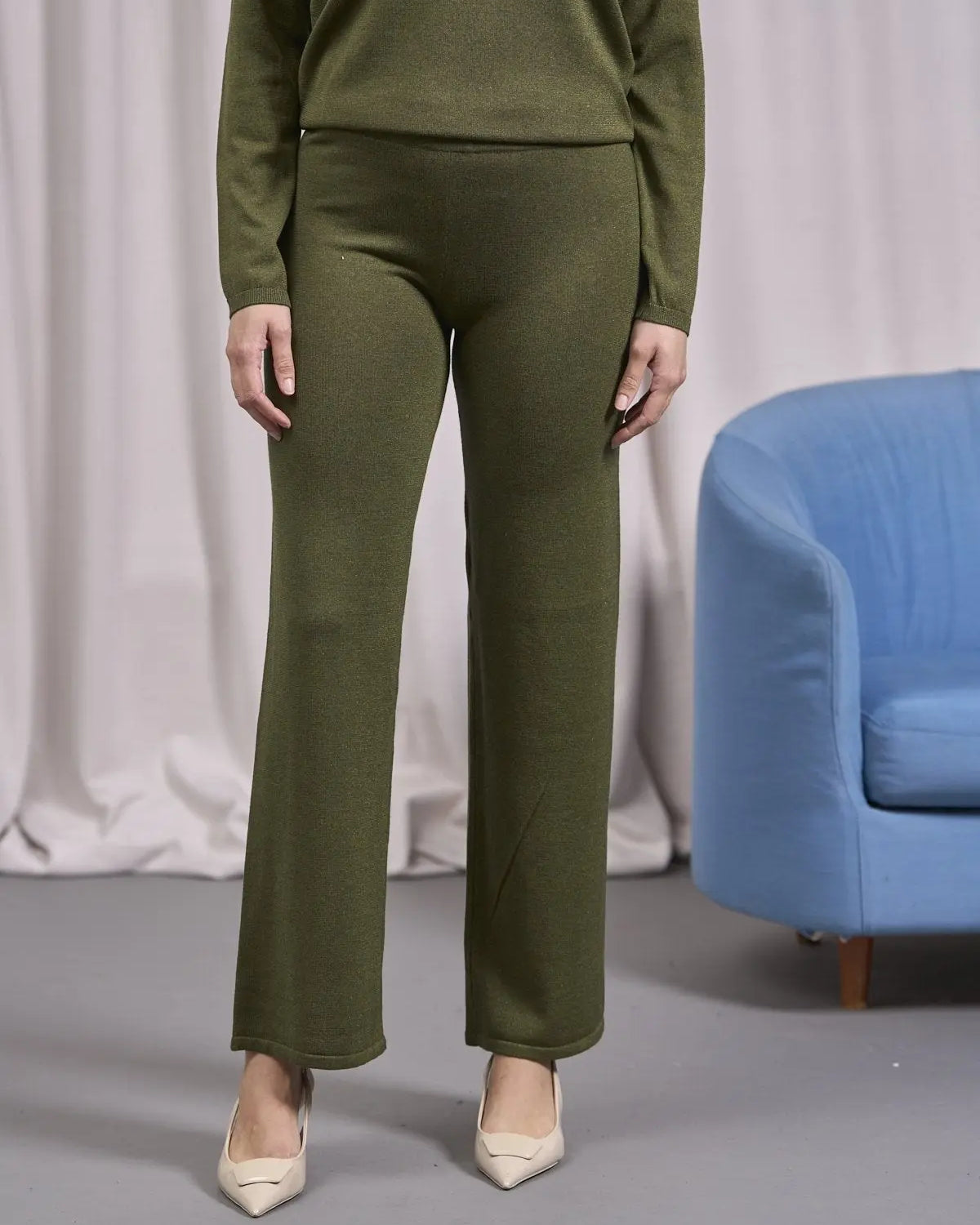 Pantalone in lurex con vita elastica OLIVA IRONICA