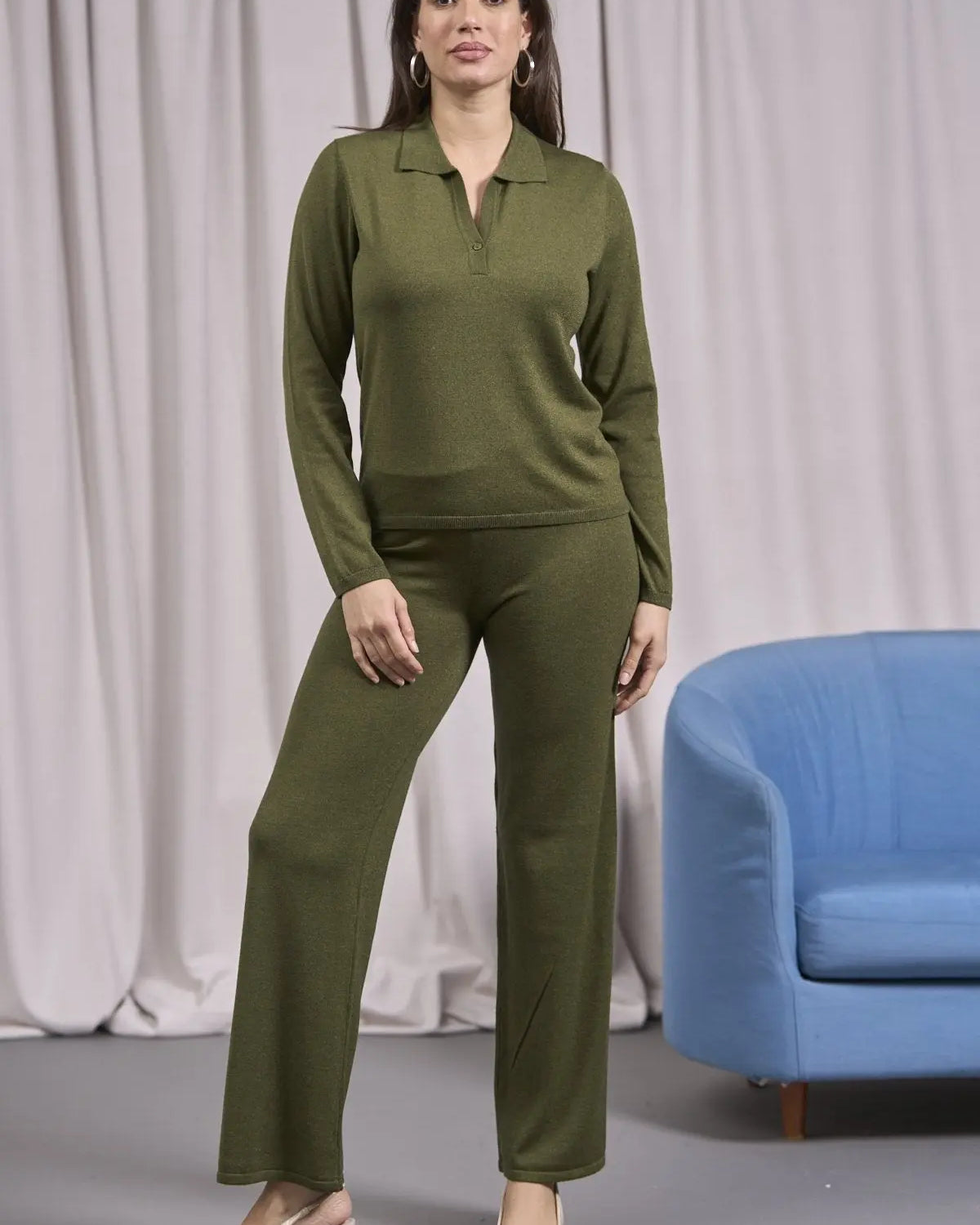 Pantalone in lurex con vita elastica OLIVA IRONICA