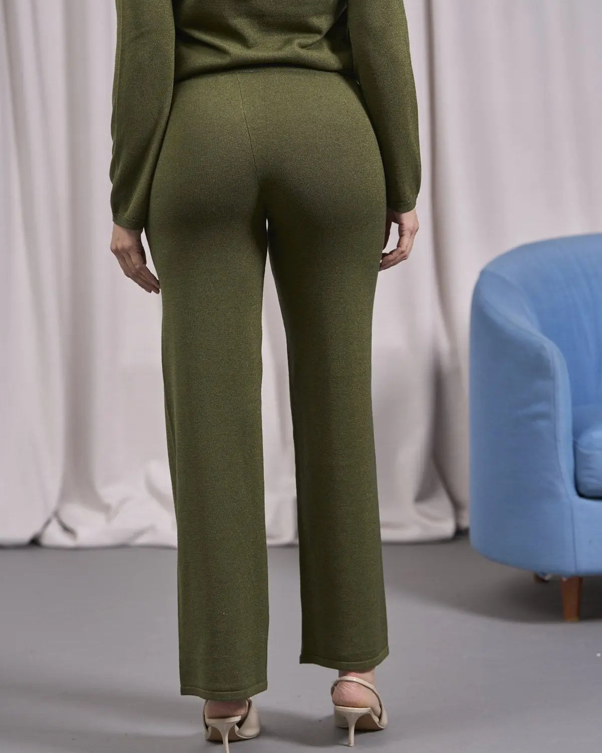 Pantalone in lurex con vita elastica OLIVA IRONICA