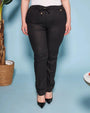 Pantalone in misto lino/viscosa con dettaglio passamaneria NERO DORABELLA PIU' 49