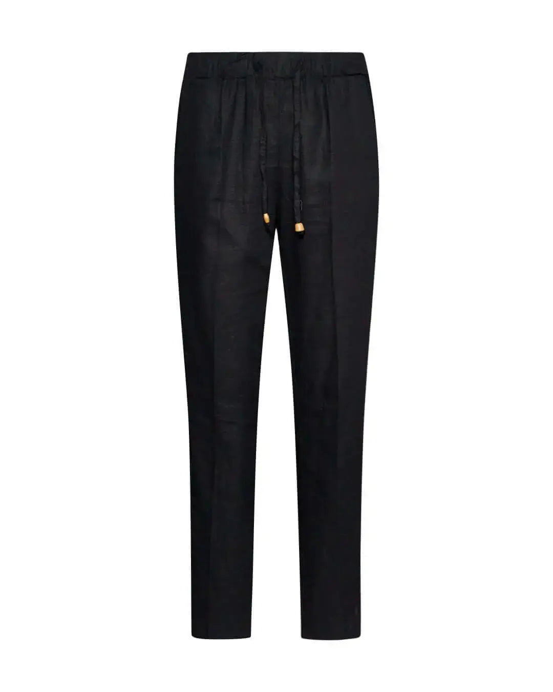 Pantalone in misto lino/viscosa con dettaglio passamaneria NERO DORABELLA PIU'