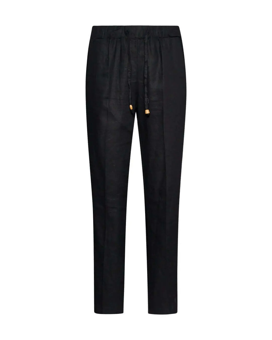 Pantalone in misto lino/viscosa con dettaglio passamaneria NERO DORABELLA PIU'
