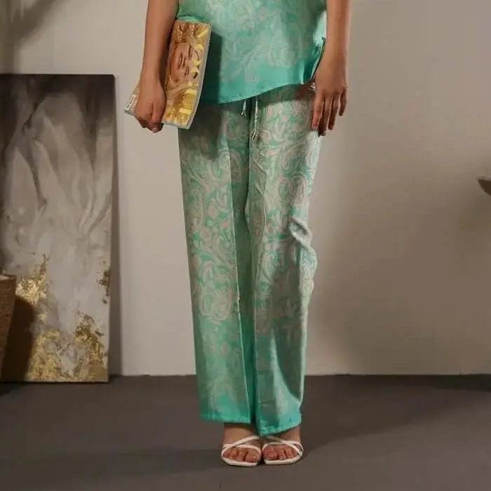 Pantalone in raso in fantasia paisley con coulisse MENTA DORABELLA XXL