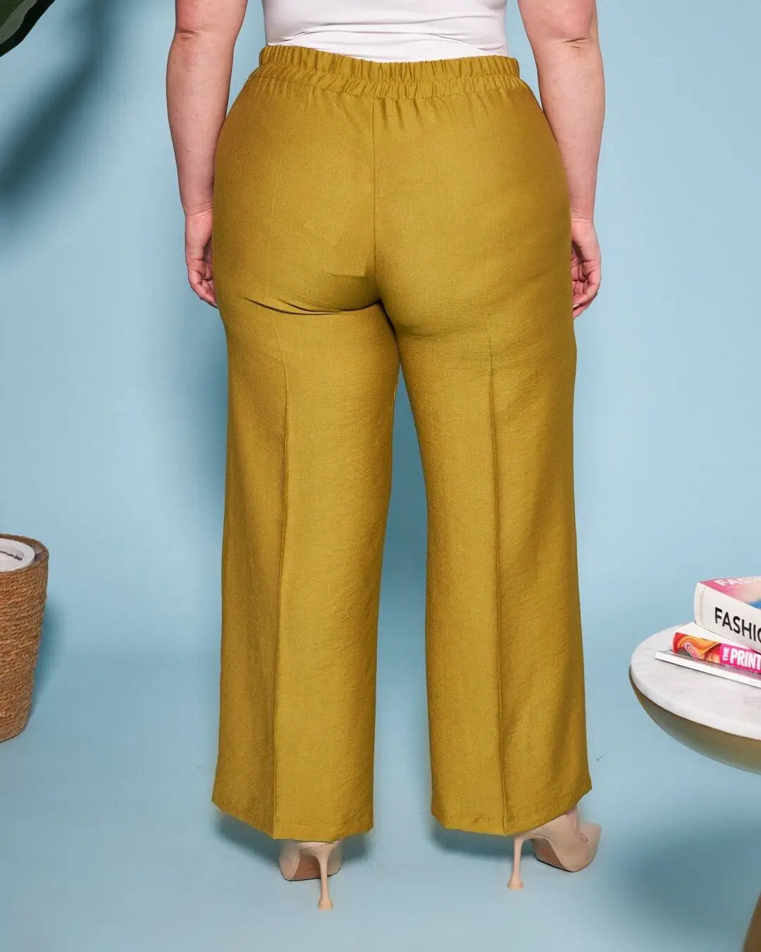 Pantalone in viscosa in tinta unita con bustino elastico PISTACCHIO DORABELLA PIU'