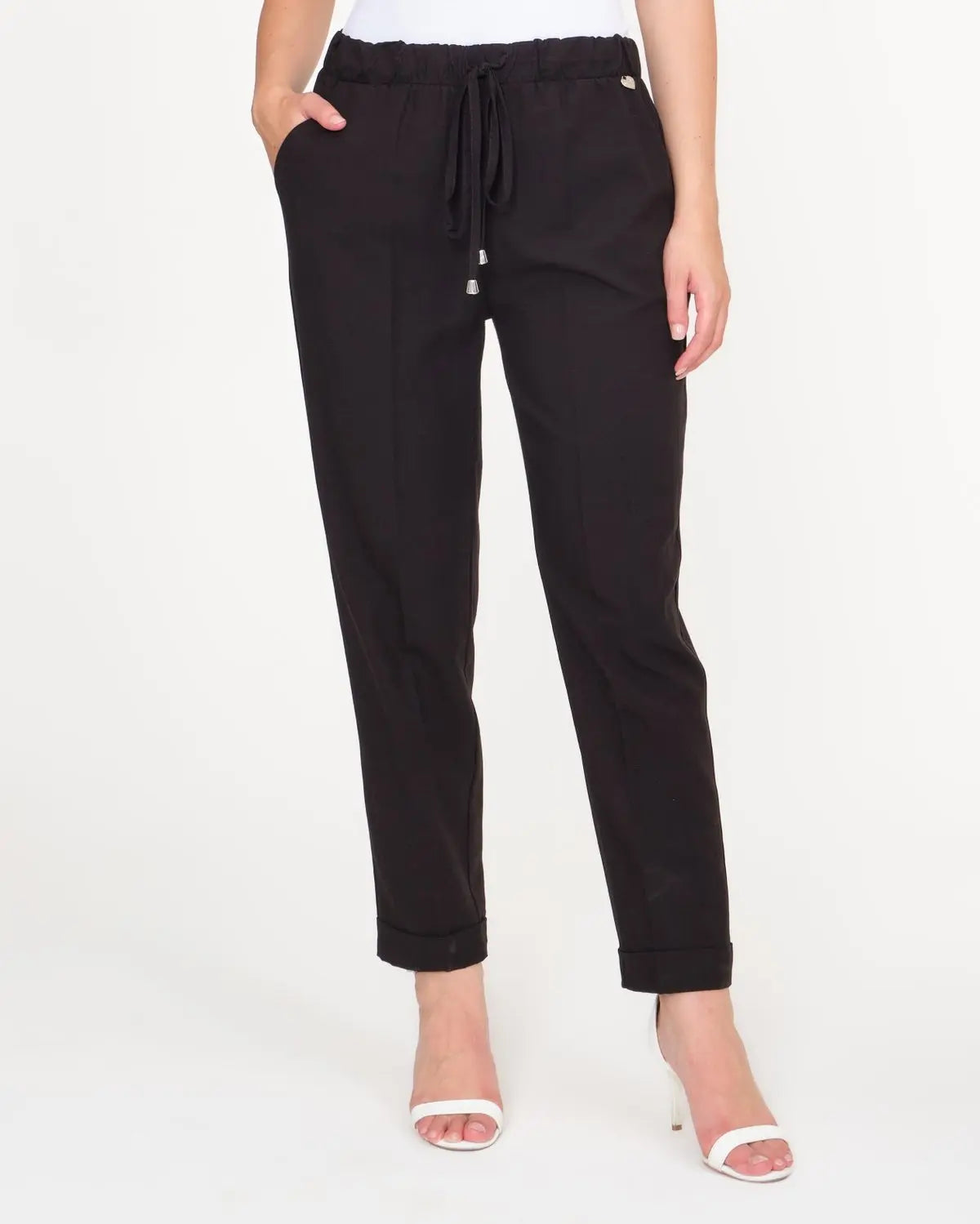 Pantalone misto lino e viscosa NERO DORABELLA XXXL