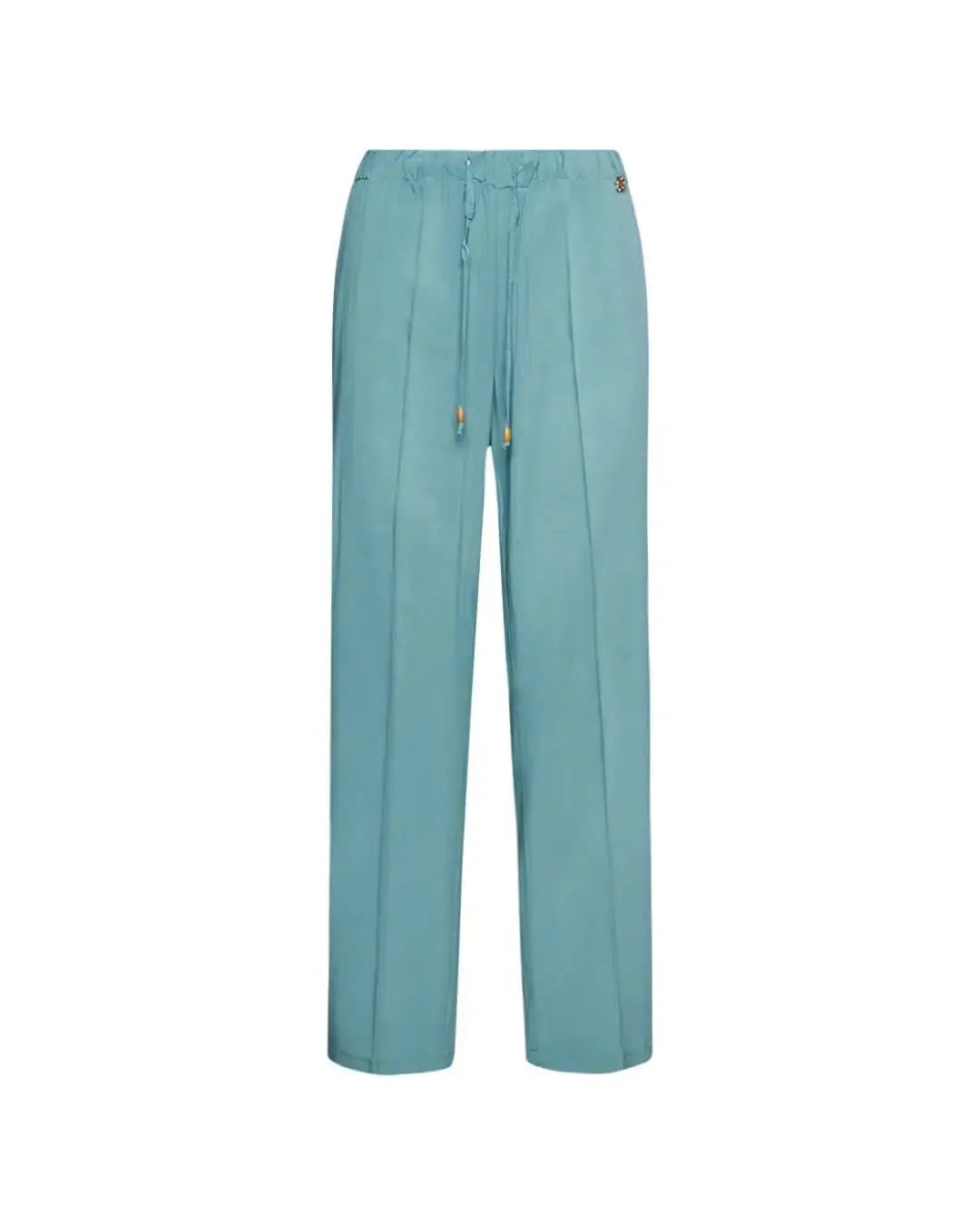 Pantalone morbido a gamba dritta in twill di viscosa tinta unita con coulisse in vita. SALVIA DORABELLA