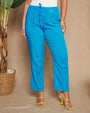 Pantalone morbido a gamba dritta in twill di viscosa tinta unita con coulisse in vita. TURCHESE DORABELLA XXL