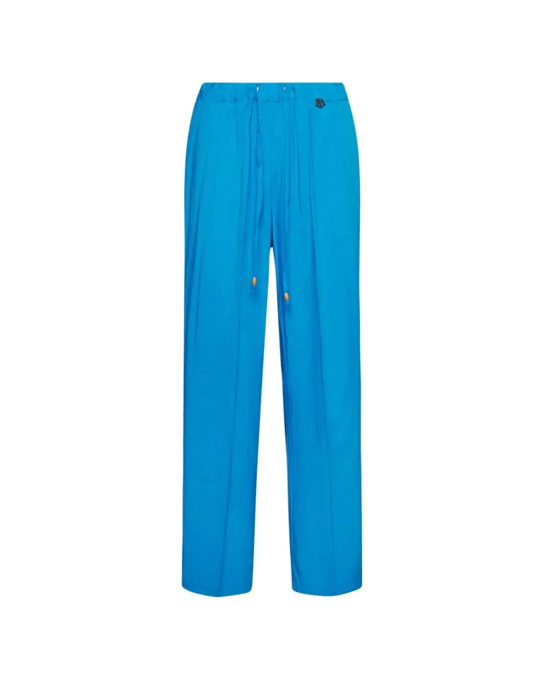 Pantalone morbido a gamba dritta in twill di viscosa tinta unita con coulisse in vita. TURCHESE DORABELLA