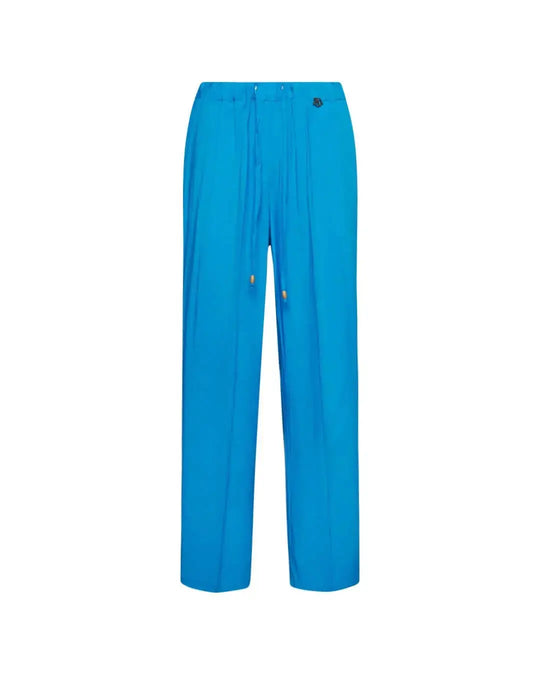 Pantalone morbido a gamba dritta in twill di viscosa tinta unita con coulisse in vita. TURCHESE DORABELLA