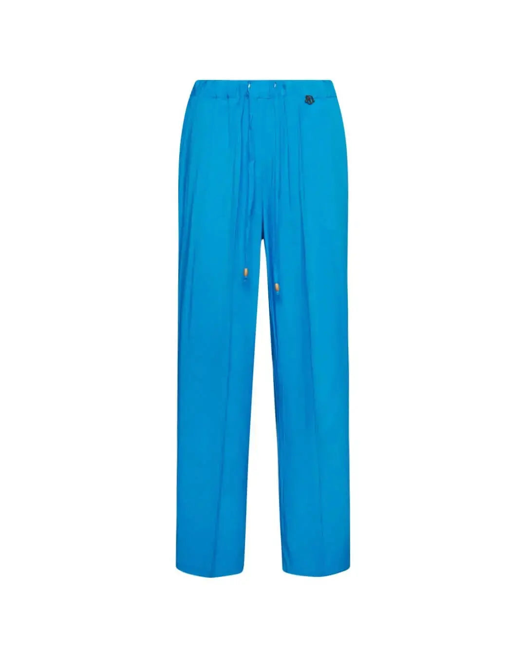 Pantalone morbido a gamba dritta in twill di viscosa tinta unita con coulisse in vita. TURCHESE DORABELLA
