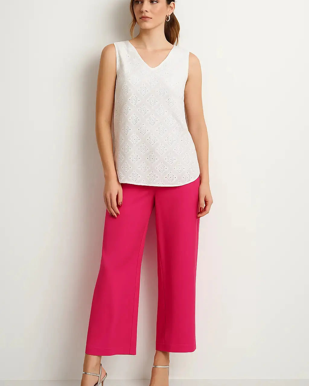 Pantalone palazzo in cady fluido magenta DORABELLA