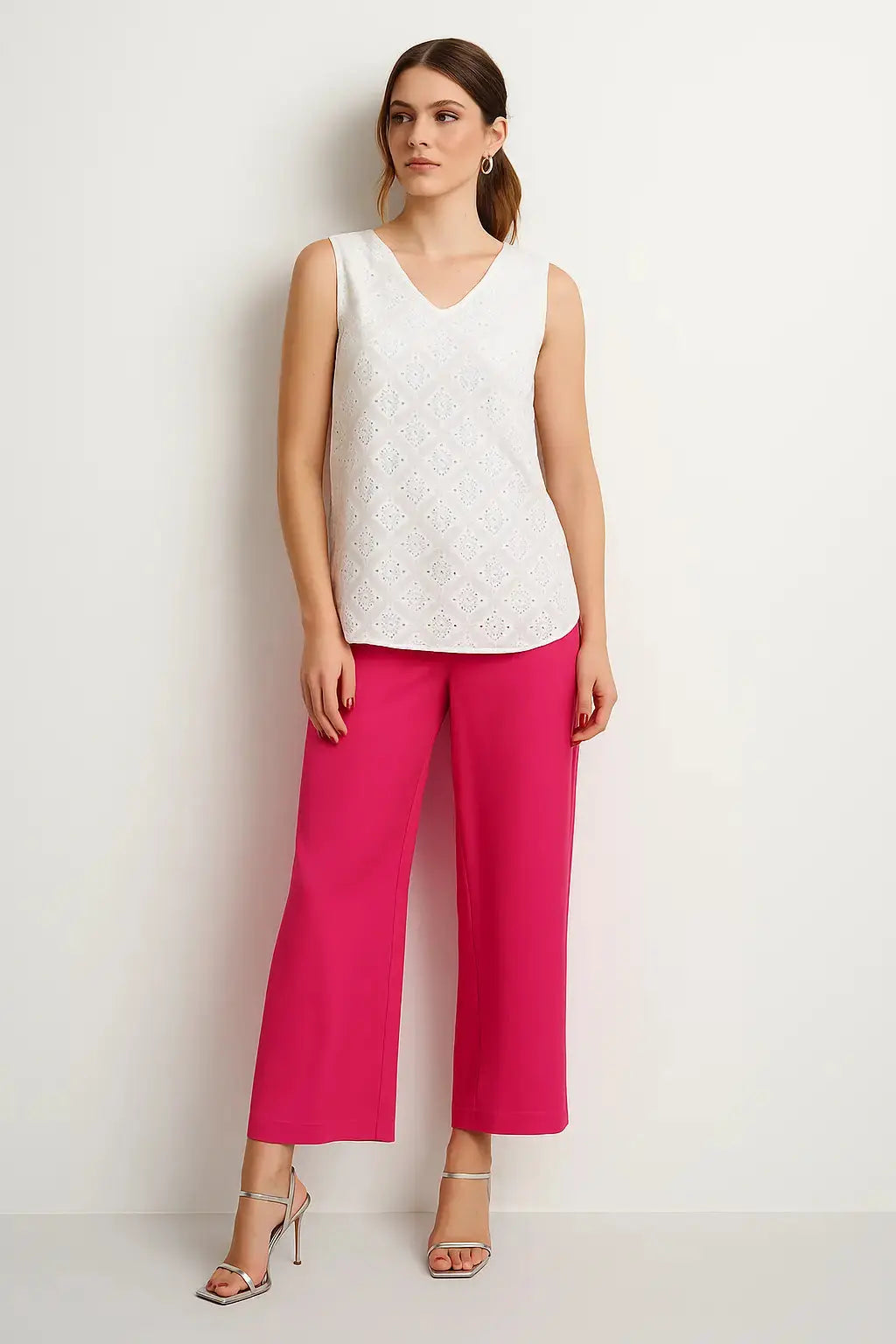 Pantalone palazzo in cady fluido magenta DORABELLA