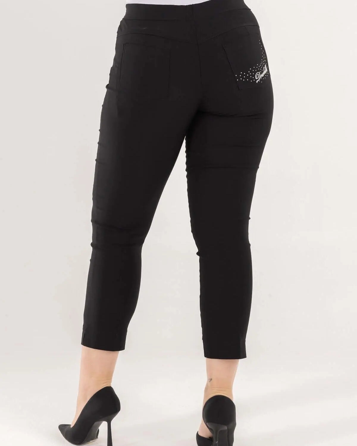 Pantalone pinocchietto con ricamo NERO DORABELLA