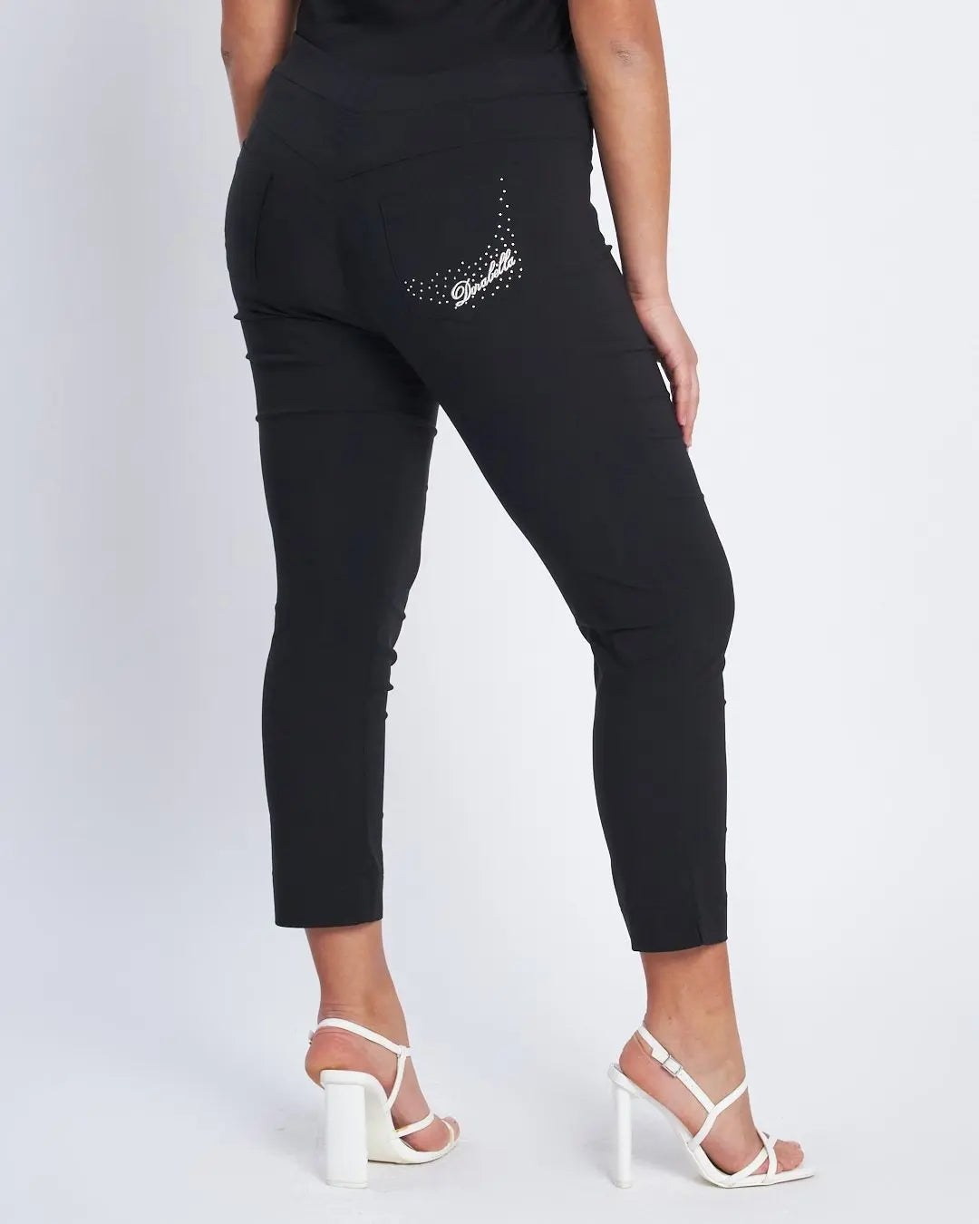 Pantalone pinocchietto con ricamo NERO DORABELLA