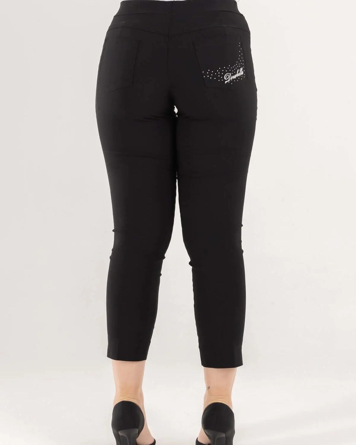 Pantalone pinocchietto con ricamo NERO DORABELLA