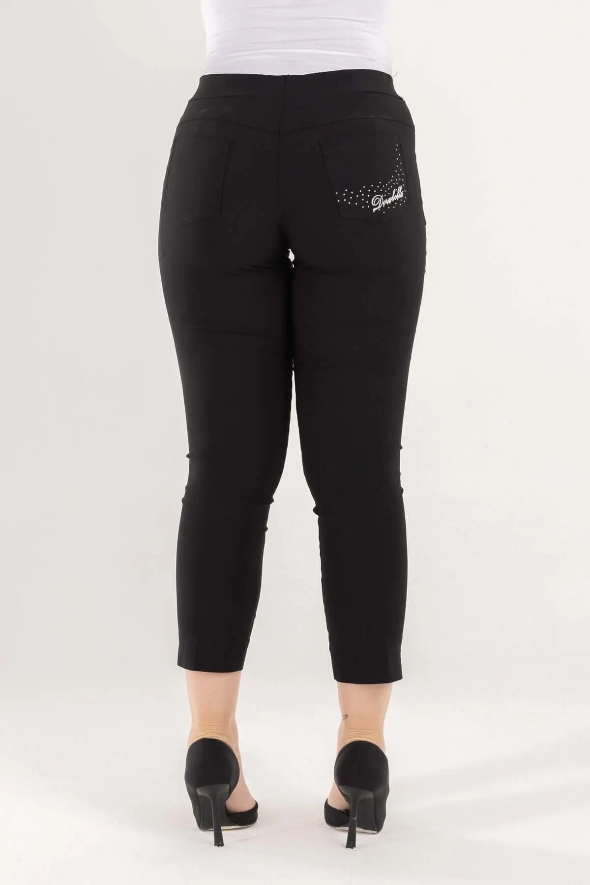 Pantalone pinocchietto con ricamo NERO DORABELLA