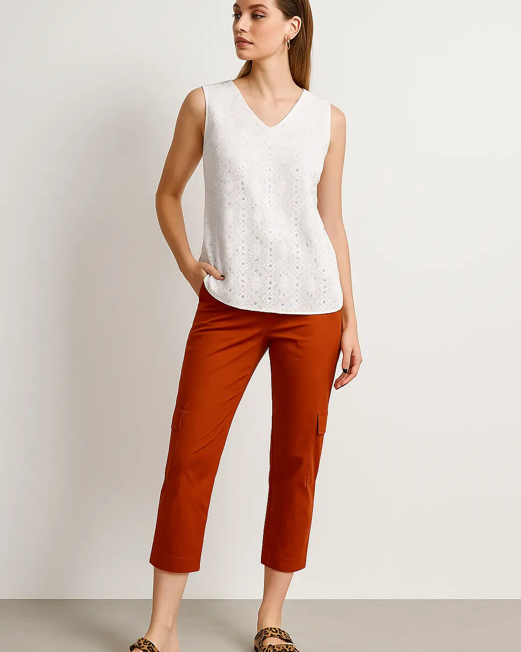 Pantalone pinocchietto con tasconi laterali in cotone DORABELLA