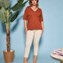 Pantalone pinochhietto con ricamo SABBIA DORABELLA