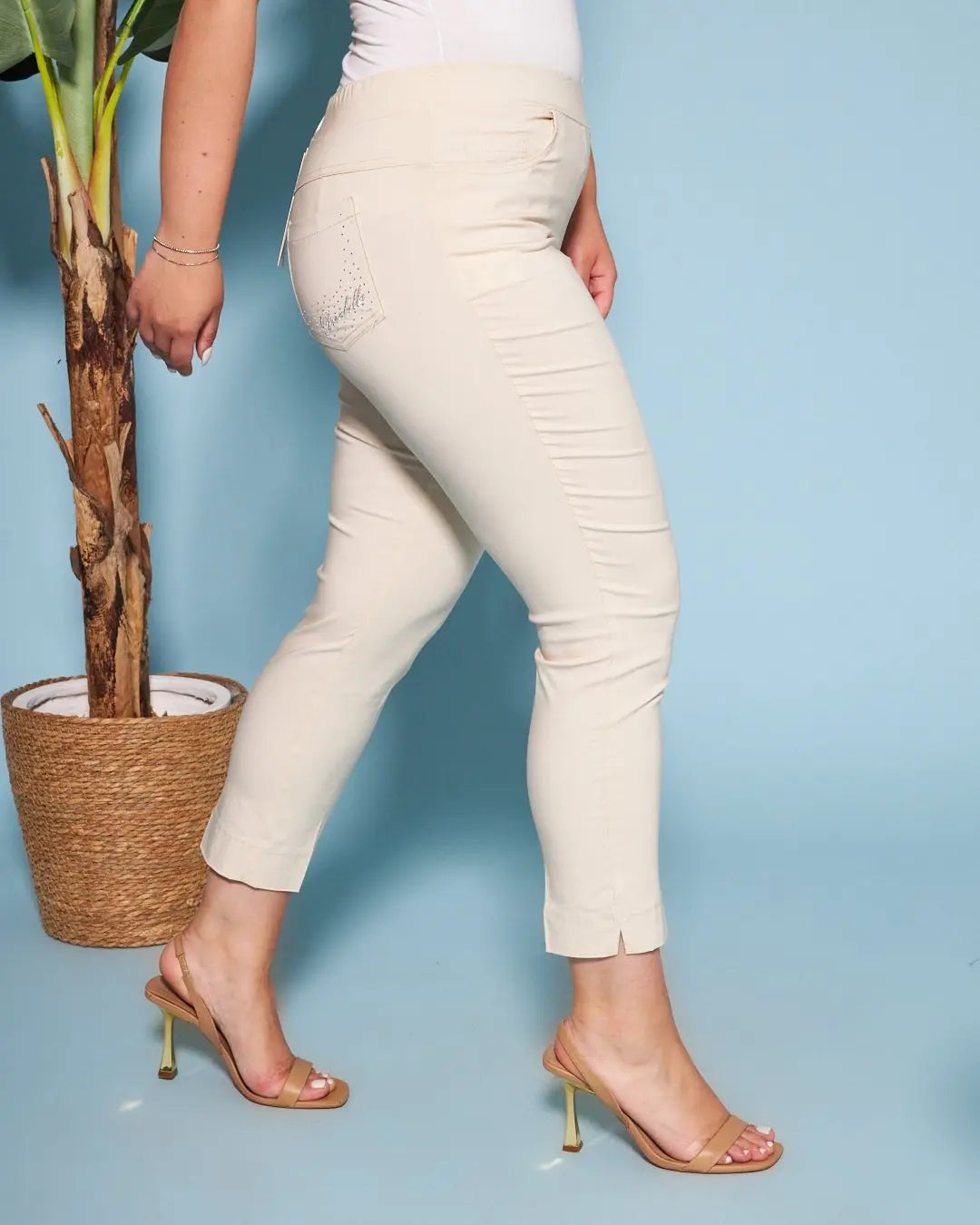 Pantalone pinochhietto con ricamo SABBIA DORABELLA