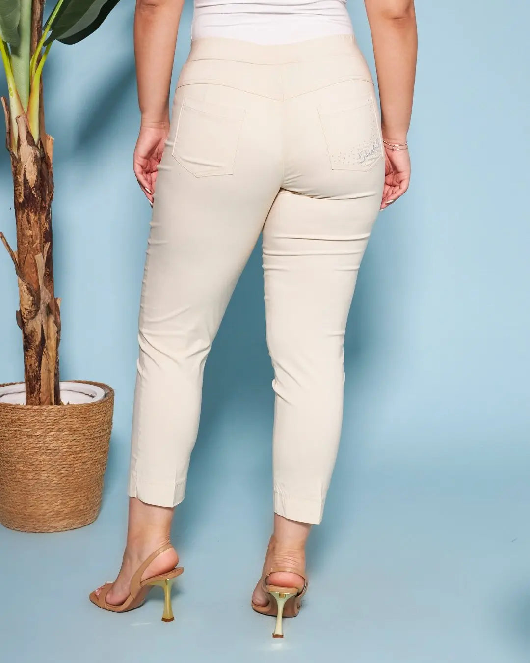 Pantalone pinochhietto con ricamo SABBIA DORABELLA