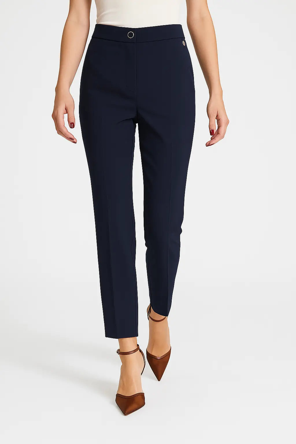 Pantalone sigaretta con bustino e bottone DORABELLA