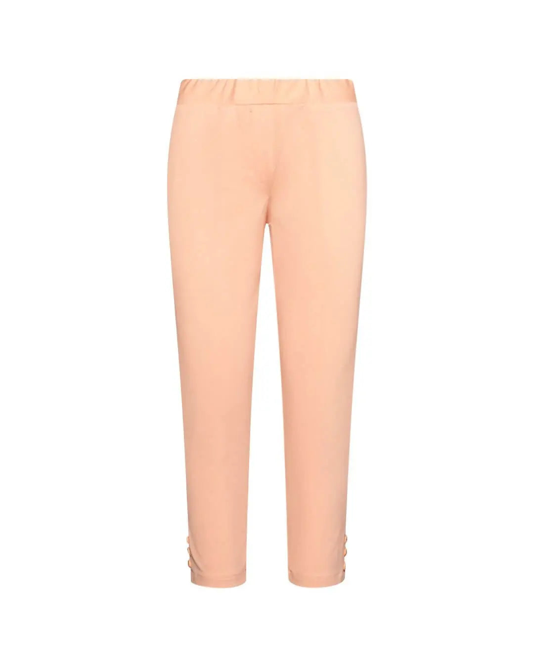 Pantalone skinny capri in jersey di misto cotone elasticizzato tinta unita con dettaglio bottoni. MELONE DORABELLA