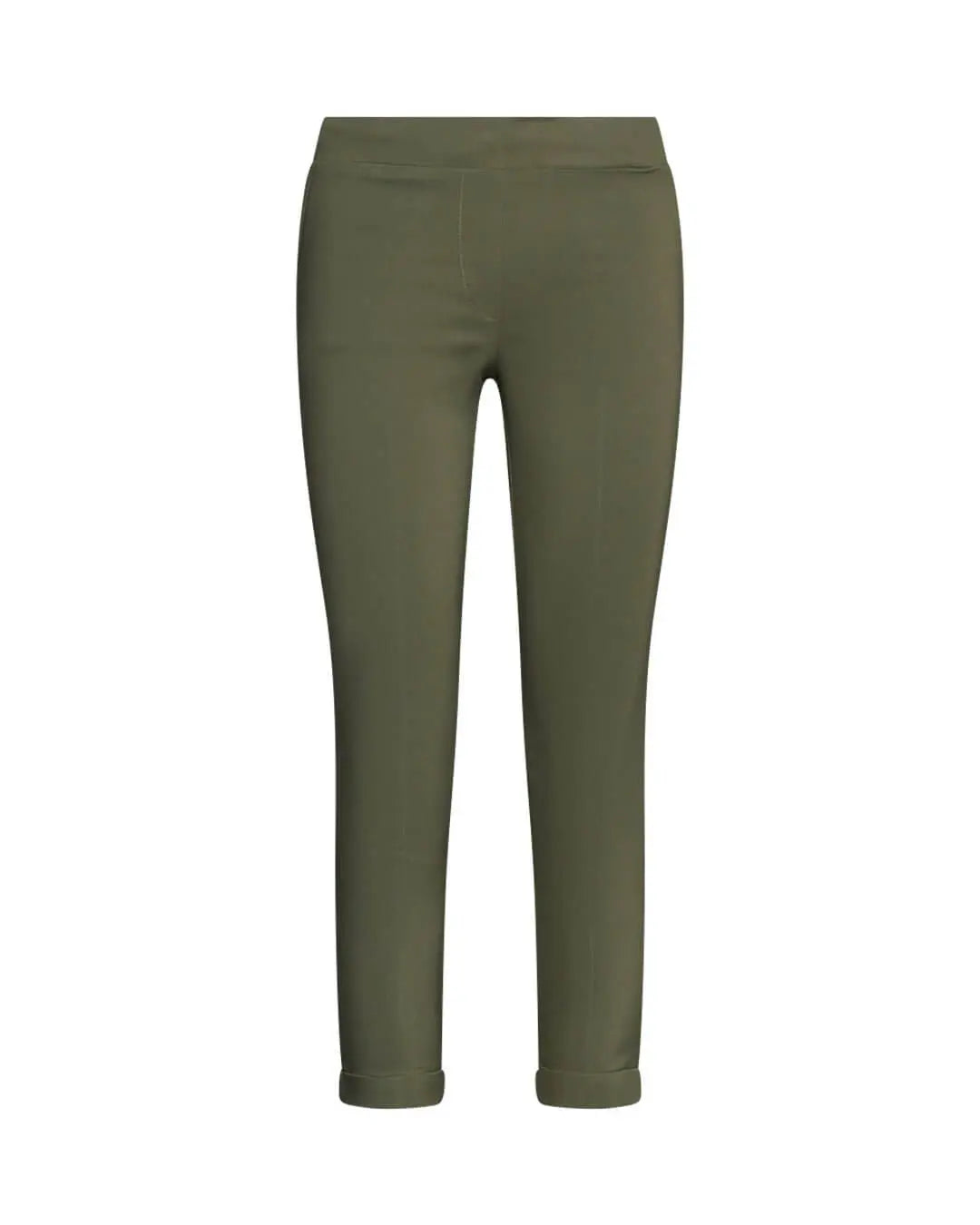 Pantalone skinny capri in twill di misto viscosa elasticizzata tinta unita con tasche all’american MILITARE DORABELLA