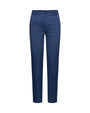 Pantalone skinny in chambray gessato con tasche america e logo D metallico. BLU DORABELLA