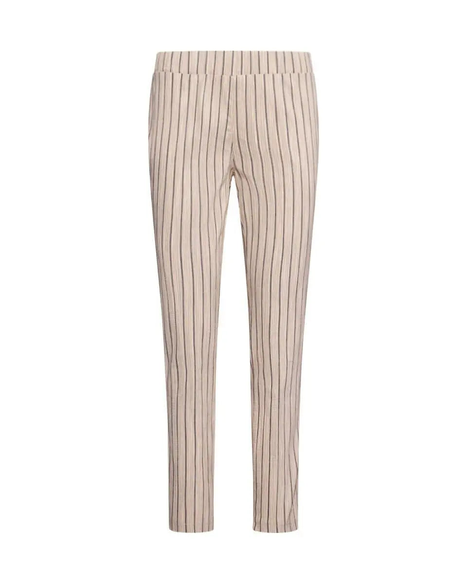 Pantalone skinny in misto cotone jacquard con fantasia a righe BEIGE-BLU DORABELLA