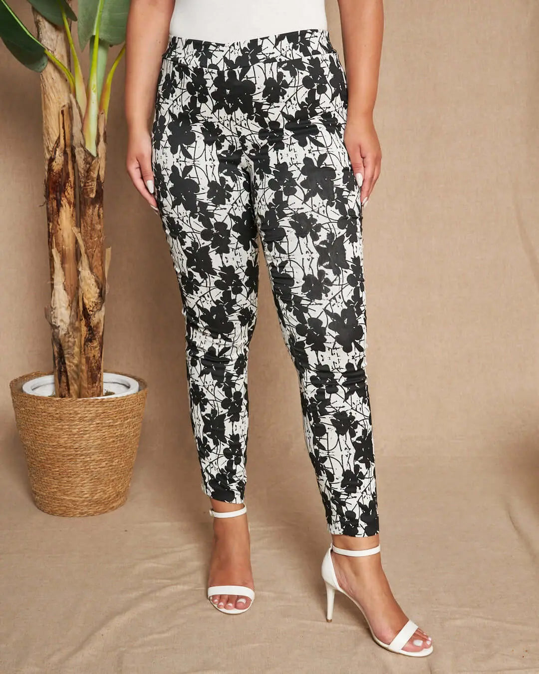 Pantalone skinny in misto cotone jacquard con fantasia a righe BIANCO-NERO DORABELLA