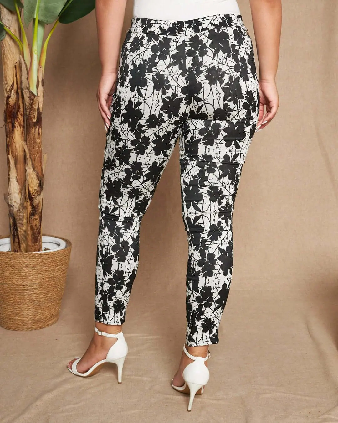 Pantalone skinny in misto cotone jacquard con fantasia a righe BIANCO-NERO DORABELLA