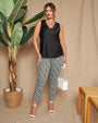Pantalone skinny in misto cotone jacquard con fantasia a righe BIANCO-NERO DORABELLA