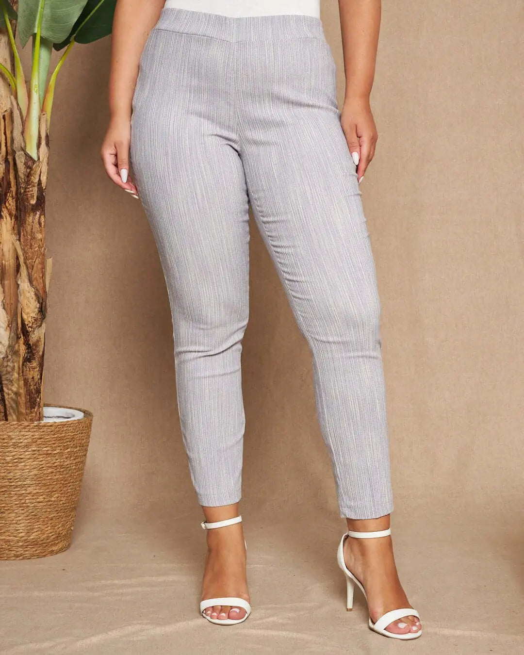 Pantalone skinny in misto cotone jacquard con fantasia a righe NERO-BIANCO DORABELLA 56