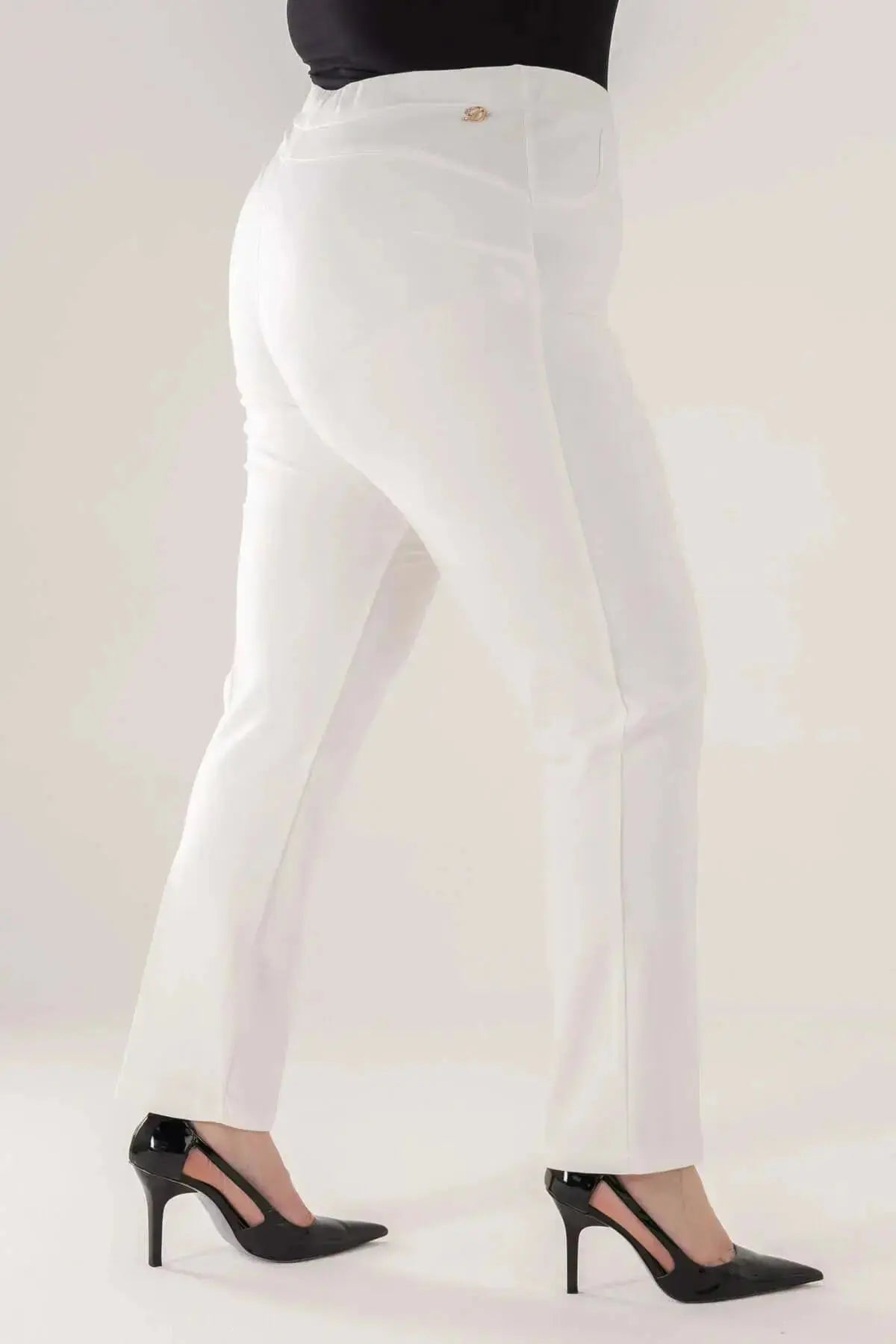 Pantalone skinny in twill di misto cotone elasticizzato tinta unita con tasche DORABELLA PIU'