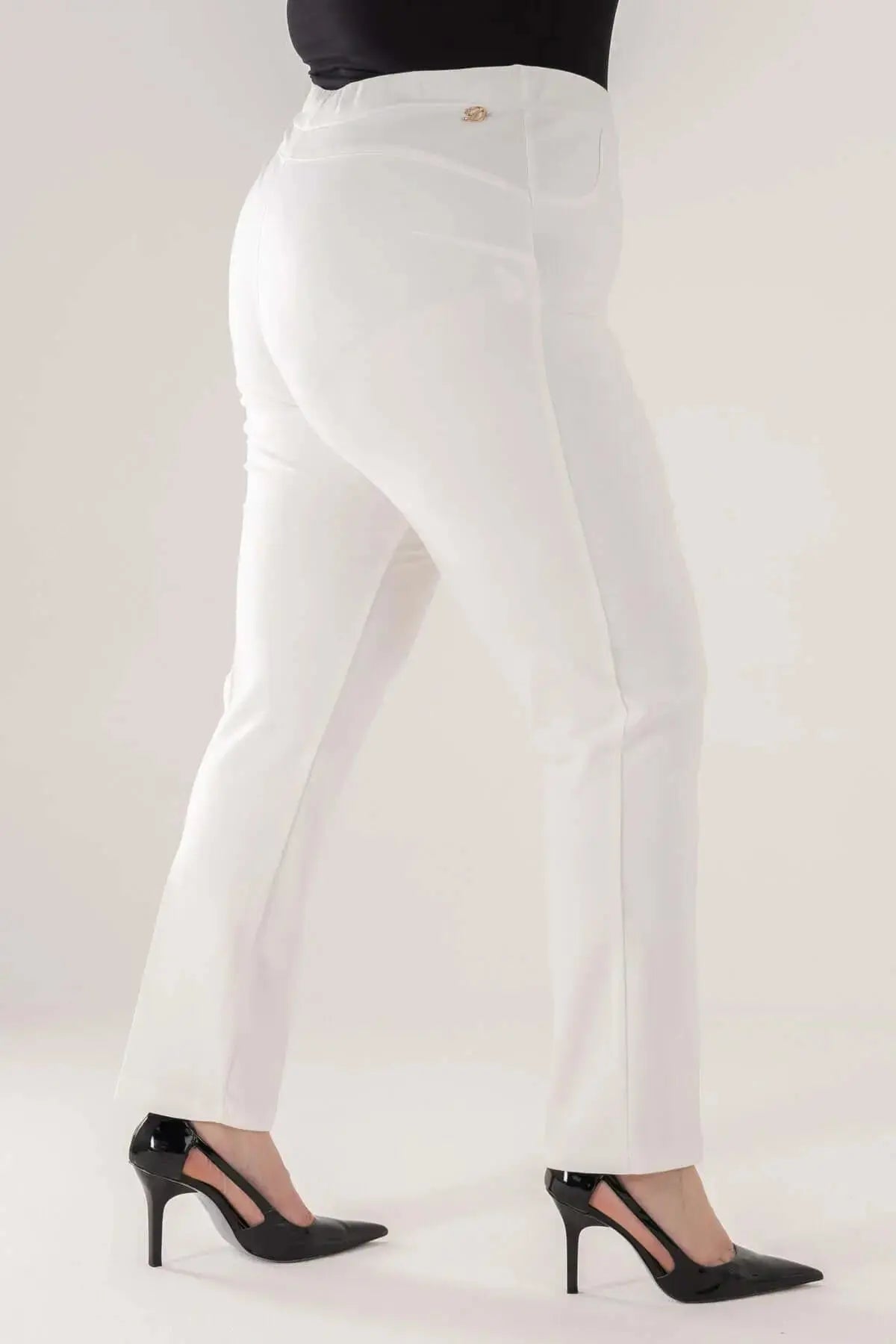 Pantalone skinny in twill di misto cotone elasticizzato tinta unita con tasche DORABELLA PIU'