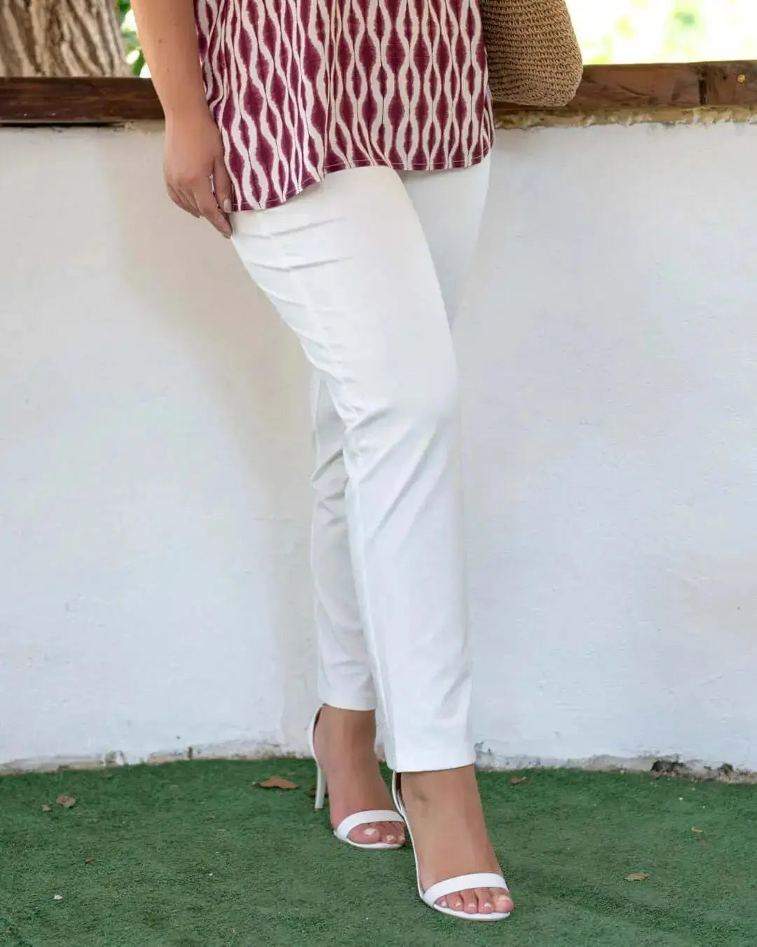 Pantalone skinny in twill di misto cotone elasticizzato tinta unita con tasche DORABELLA PIU'