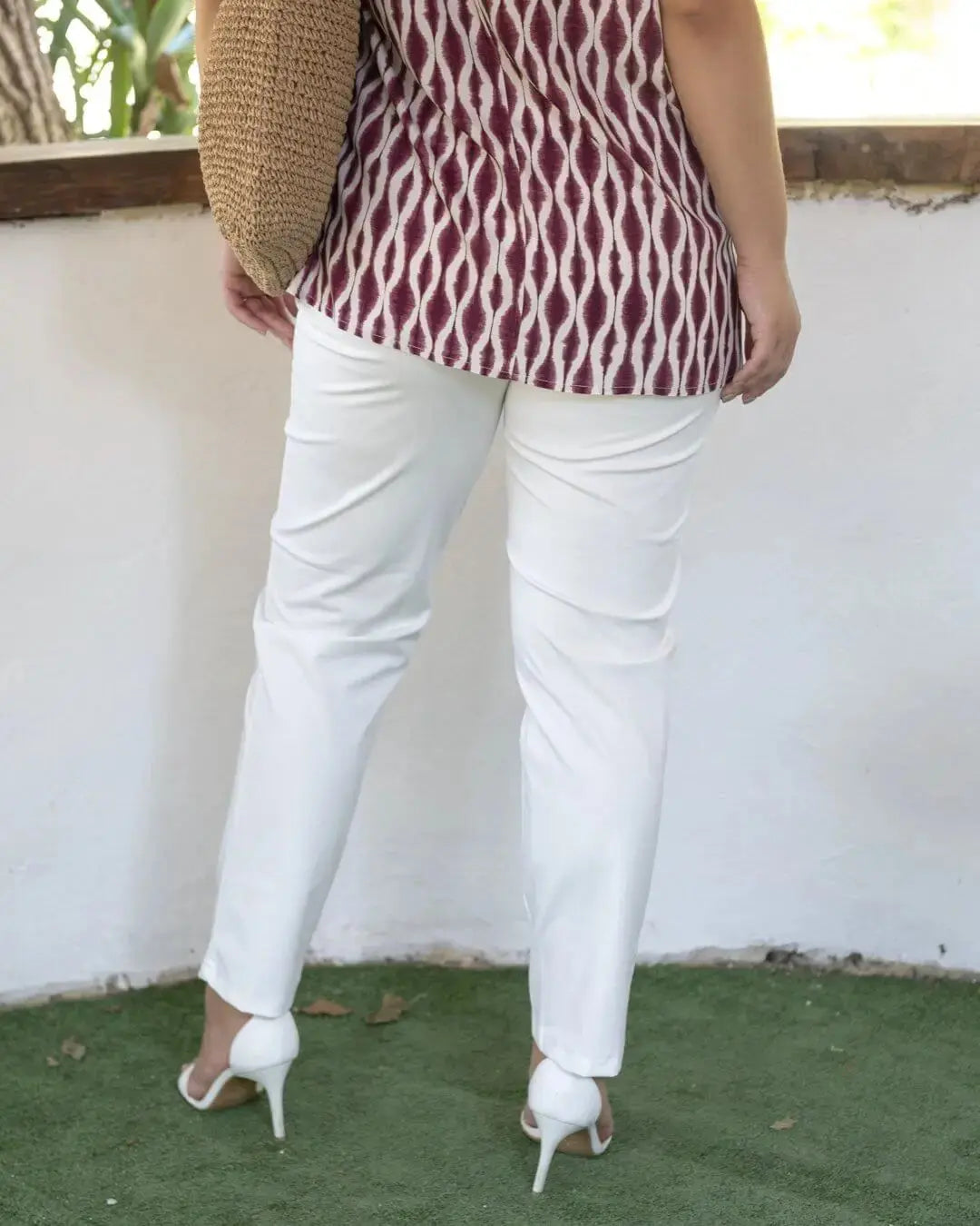 Pantalone skinny in twill di misto cotone elasticizzato tinta unita con tasche DORABELLA PIU'