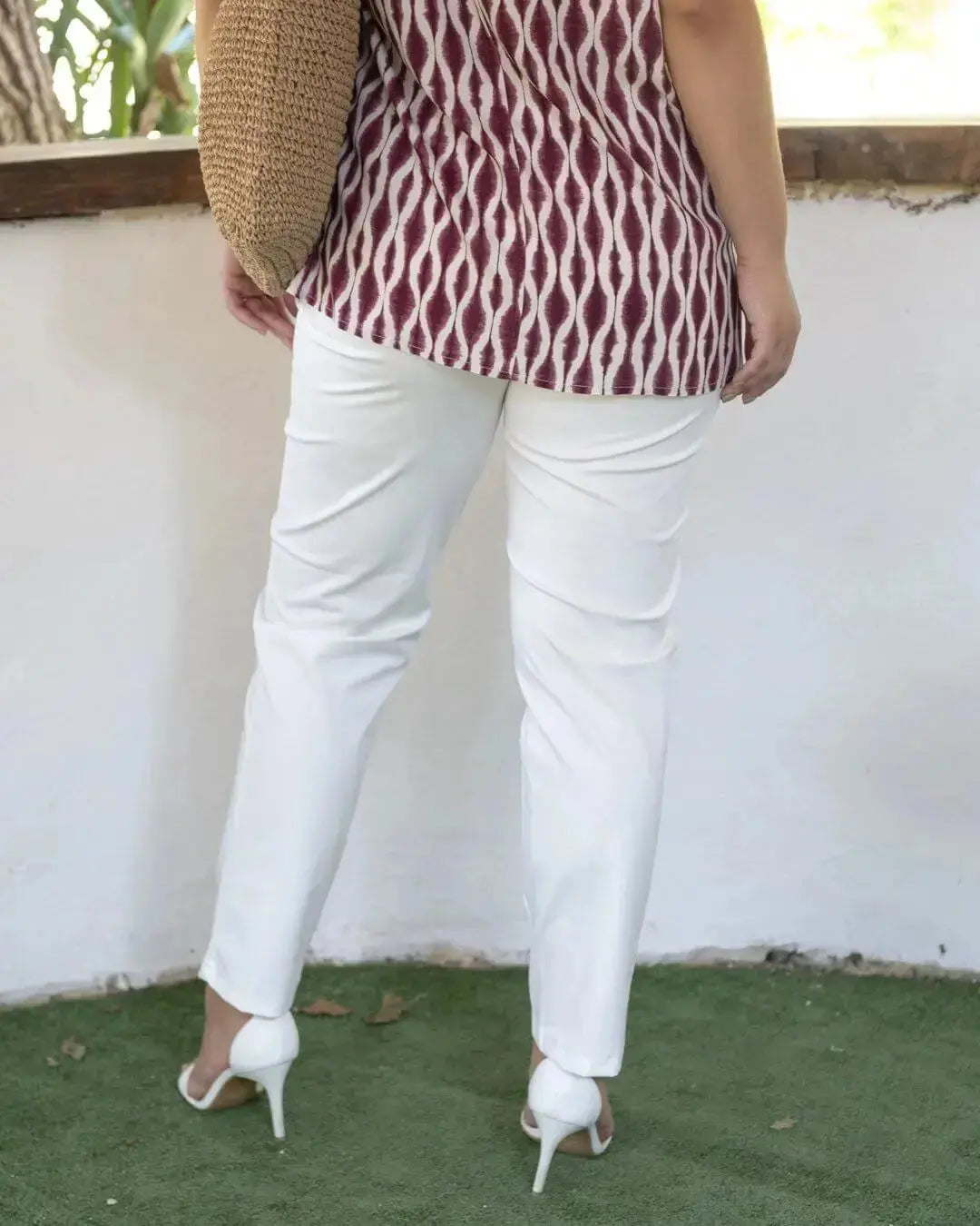 Pantalone skinny in twill di misto cotone elasticizzato tinta unita con tasche DORABELLA PIU'