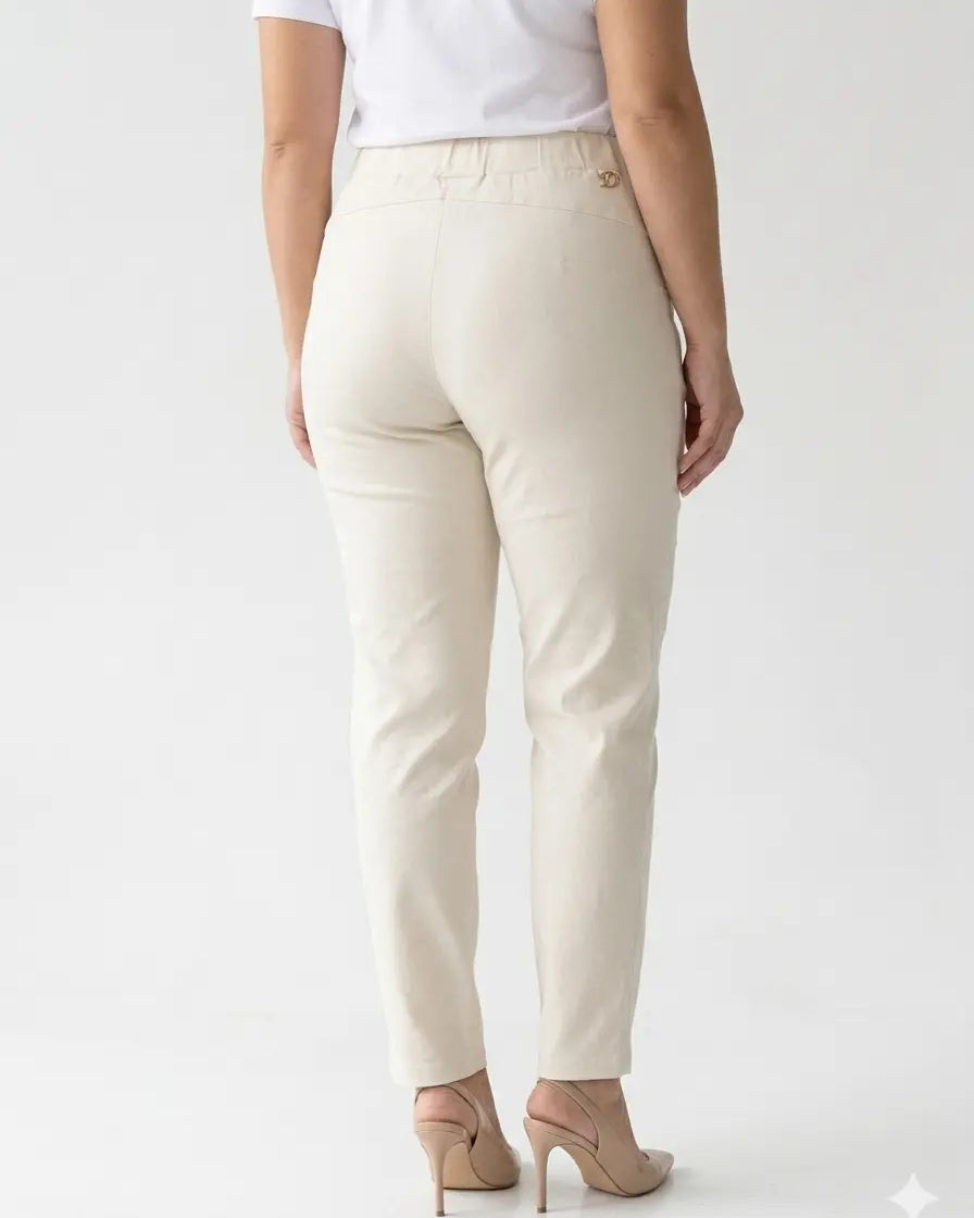 Pantalone skinny in twill di misto cotone elasticizzato tinta unita con tasche DORABELLA PIU'