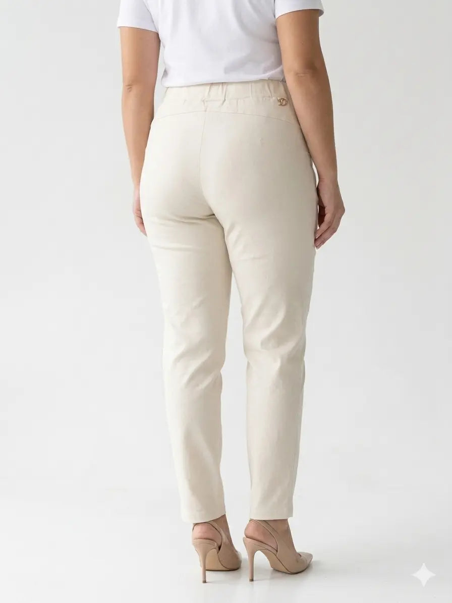 Pantalone skinny in twill di misto cotone elasticizzato tinta unita con tasche DORABELLA PIU'