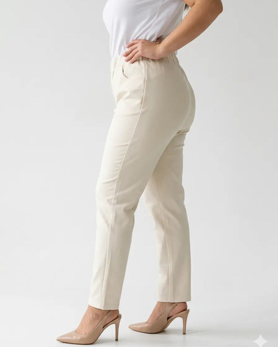 Pantalone skinny in twill di misto cotone elasticizzato tinta unita con tasche DORABELLA PIU'