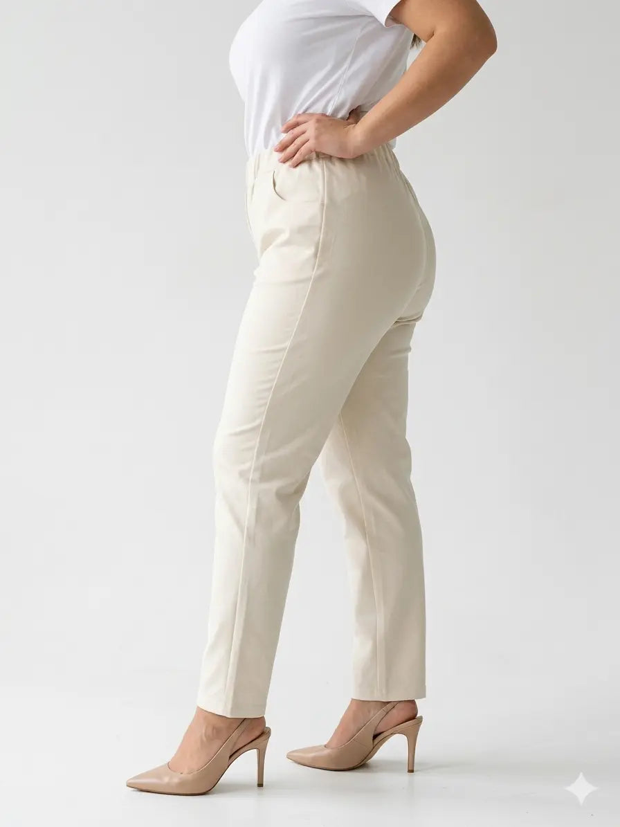Pantalone skinny in twill di misto cotone elasticizzato tinta unita con tasche DORABELLA PIU'