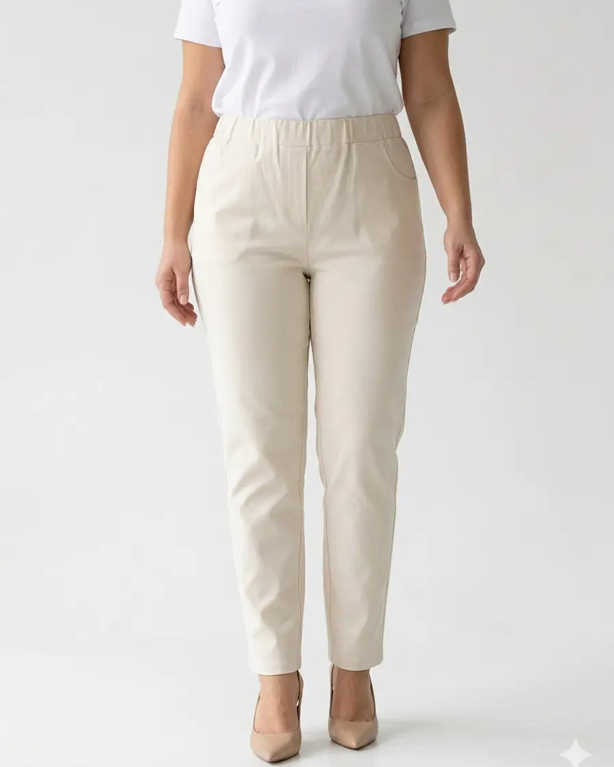 Pantalone skinny in twill di misto cotone elasticizzato tinta unita con tasche DORABELLA PIU'