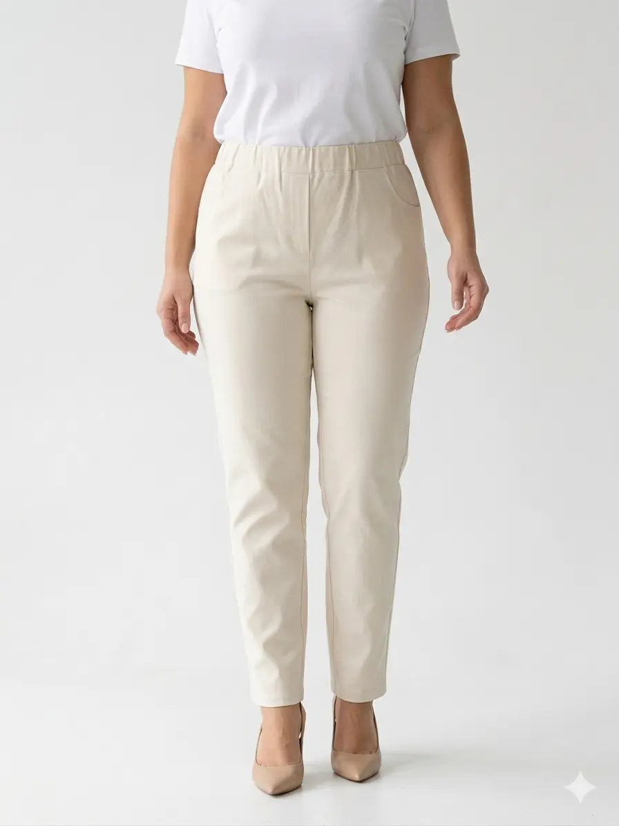 Pantalone skinny in twill di misto cotone elasticizzato tinta unita con tasche DORABELLA PIU'