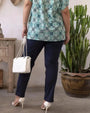 Pantalone skinny in twill di misto cotone elasticizzato tinta unita con tasche. BLU DORABELLA PIU'